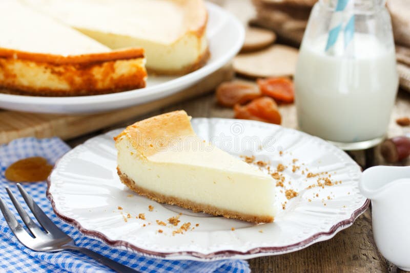 Scheibe von New- Yorkkäsekuchen stockbild Scheibe von New- Yorkkäsekuchen stockbild