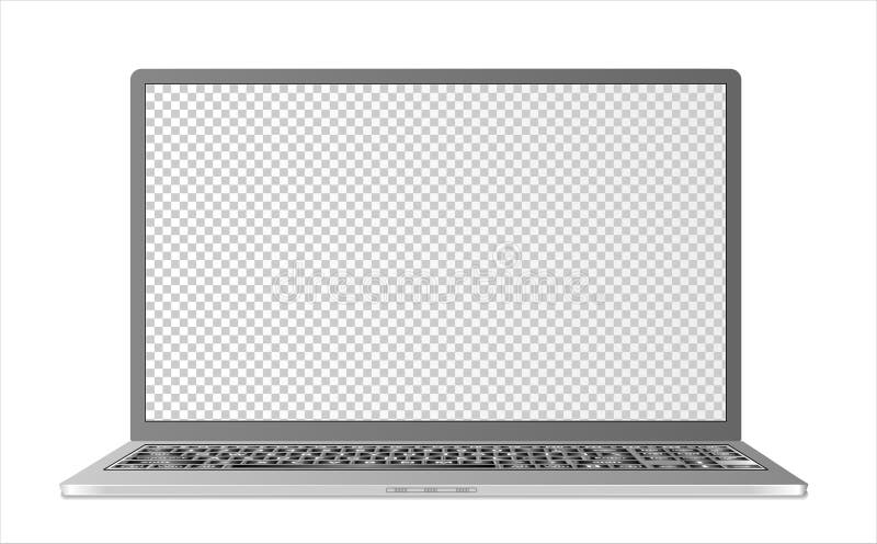 Schein oben vom Laptop mit leerem transparentem Schirm auf wei? em Hintergrund mit realistischem Schatten Kann als Schablone f? r I stock abbildung