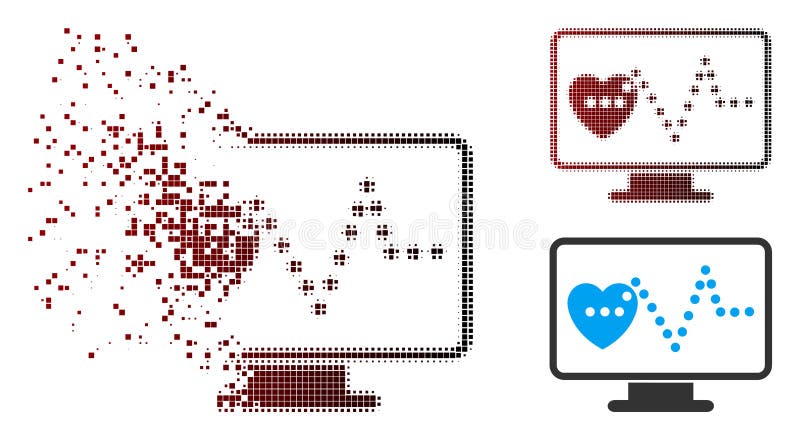 Schein-Pixel-Herz Überwachungs-Halbtonikone vektor abbildung
