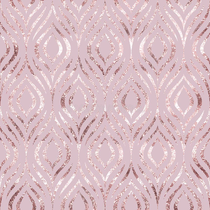 Vector seamless pattern. Rose gold feather peacock. Roses golden foil. Pink background geometric line pastel color. Delicate marble texture. Soft sparkle. Elegant abstract design gift wrappers, prints. Vector seamless pattern. Rose gold feather peacock. Roses golden foil. Pink background geometric line pastel color. Delicate marble texture. Soft sparkle. Elegant abstract design gift wrappers, prints