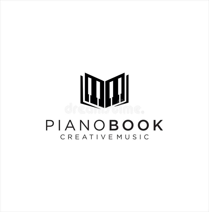Schema del logo del libro pianoforte catadiottro illustrazione del materiale. pianoforte. progettazione del logo per concerti di illustrazione vettoriale