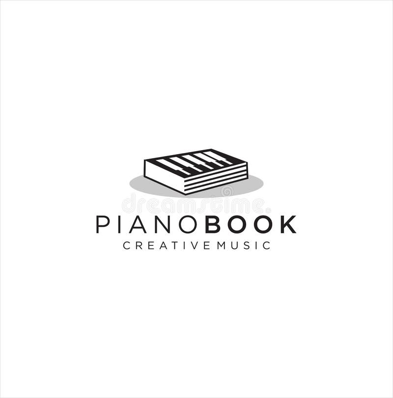 Schema del logo del libro pianoforte catadiottro illustrazione del materiale. pianoforte. progettazione del logo per concerti di illustrazione vettoriale