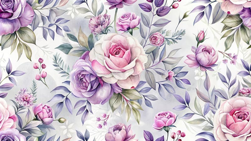 Schema floreale di colore acquatico elegante, con rose delicate e verde di rigonfiamento. Generative AI royalty illustrazione gratis