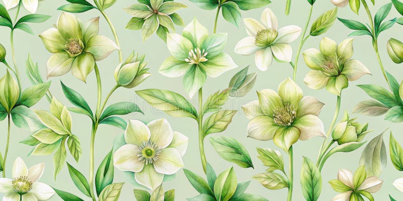 Schema floreale di colore acquatico elegante, con sfumature di colore verde e bianco. Generative AI royalty illustrazione gratis