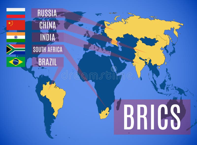 Schematic vector map of the states members of the BRICS vector illustration