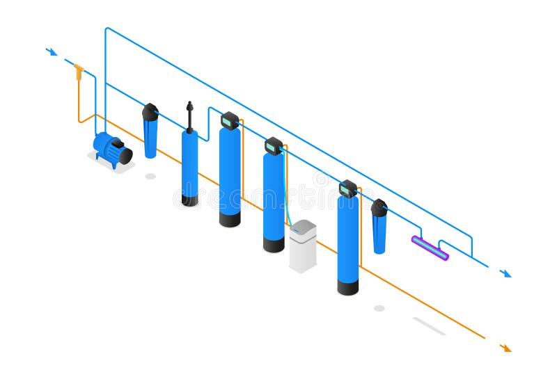 Isometry Water Filter System Scheme Stock Vector Illustration of