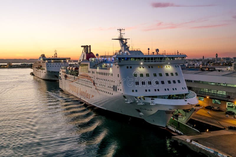 Tunisia.Tunisia.May 25, 2017. ships and ferries in the port of La Gullet in Tunisia at sunset. Tunisia.Tunisia.May 25, 2017. ships and ferries in the port of La Gullet in Tunisia at sunset.