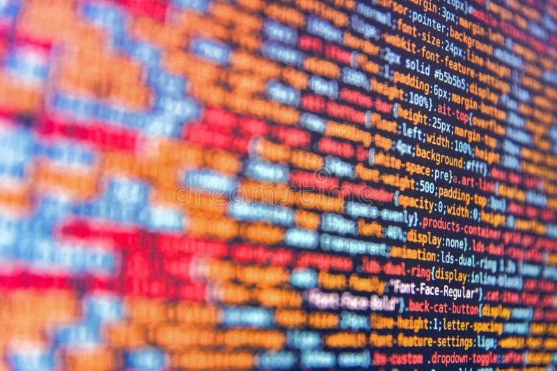 Schermata astratta del codice di programmazione dello sviluppatore di software. programmazione di un concetto di algoritmo astratt fotografia stock