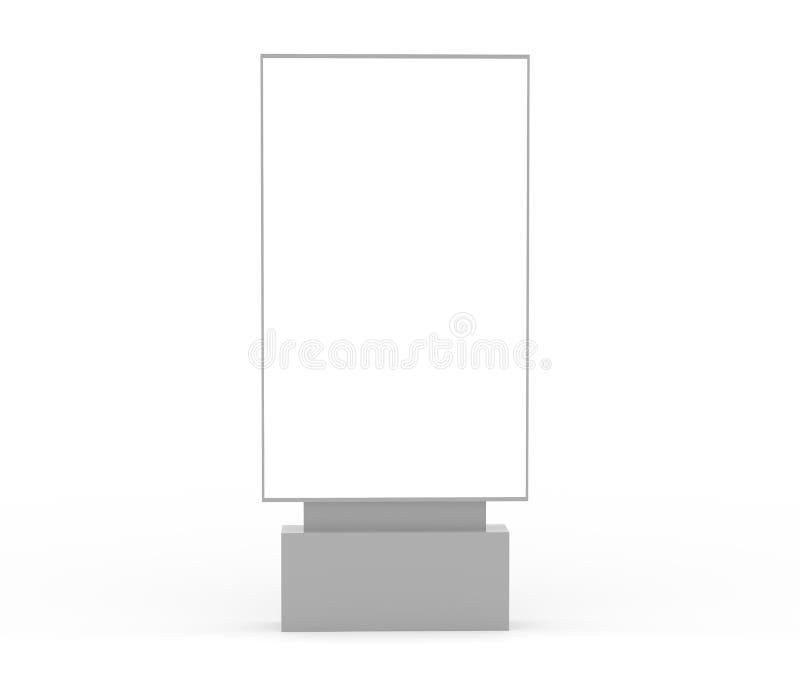Schermo bianco bianco digitale per il modello di annuncio del modello di comunicazione di simulazione di rendering 3d isolato su illustrazione di stock