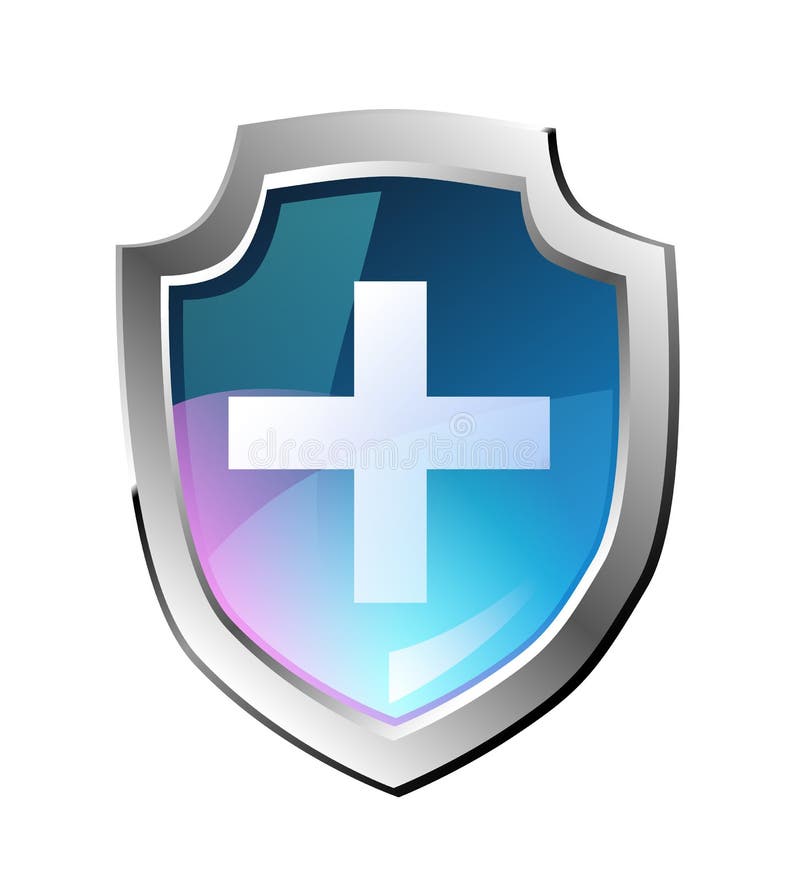Schermo blu di shieldVector blu di vettore, immagine realistica, incrocio bianco royalty illustrazione gratis Schermo blu di shieldVector blu di vettore, immagine realistica, incrocio bianco royalty illustrazione gratis