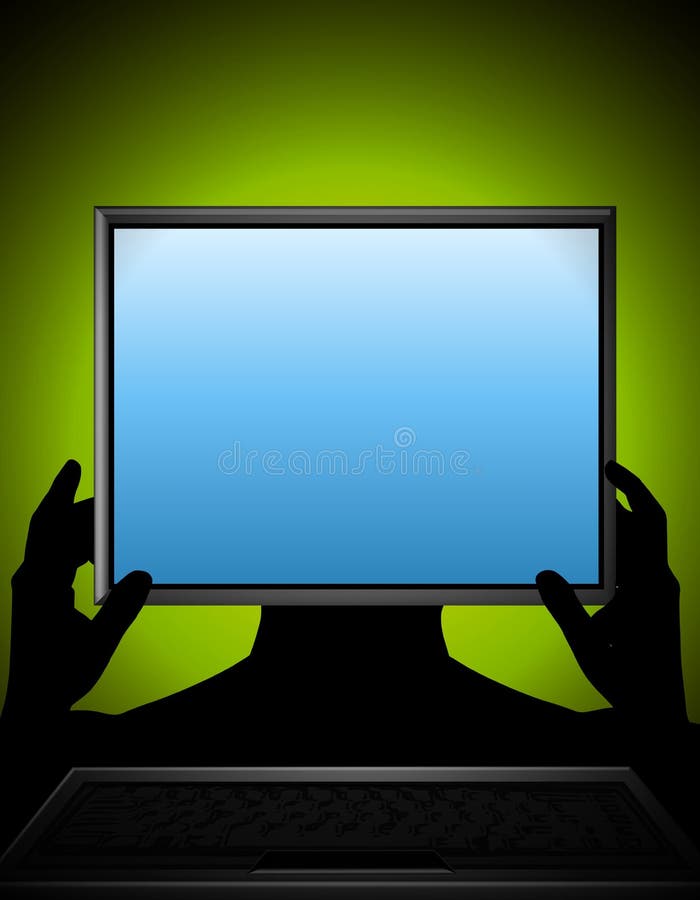 Schermo di computer della holding illustrazione vettoriale