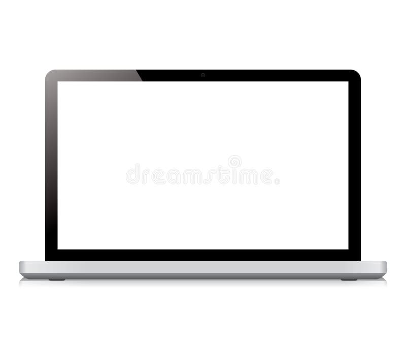 Schermo di visualizzazione del computer portatile isolato su fondo bianco illustrazione di stock