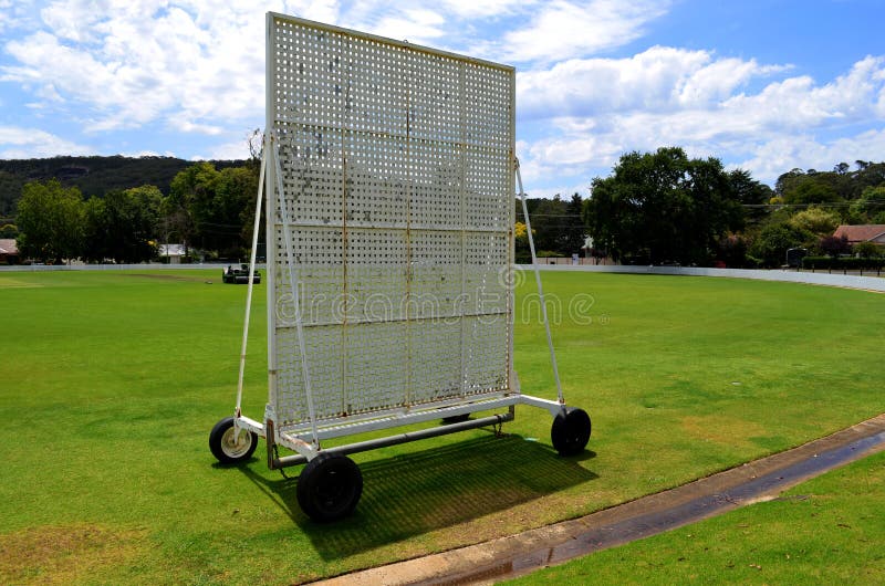 Schermo ovale di vista del cricket sulla frontiera immagine stock Schermo ovale di vista del cricket sulla frontiera immagine stock