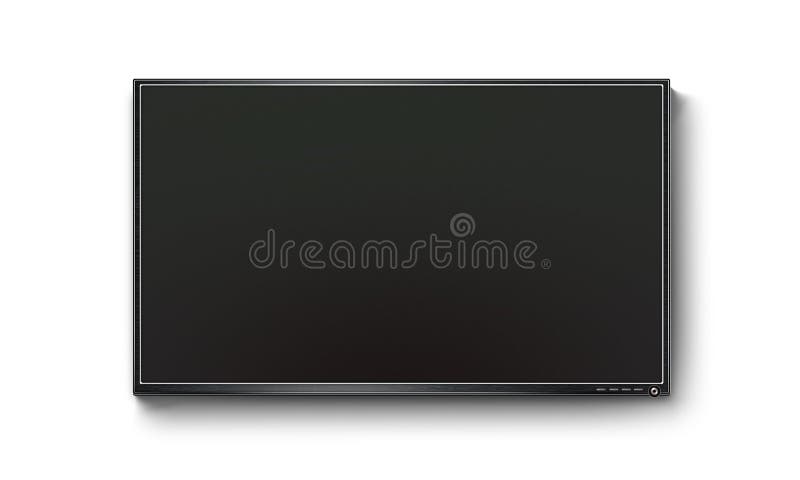 Schermo piano nero della TV, derisione del plasma su sulla parete immagini stock Schermo piano nero della TV, derisione del plasma su sulla parete immagini stock