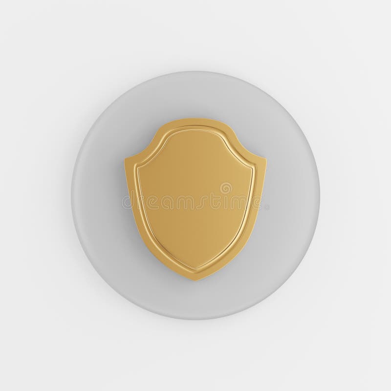 Schermo piatto icona dello schermo dorato 3d rendering dell'interfaccia del pulsante tasto grigio arrotondato dell'elemento Uux illustrazione vettoriale