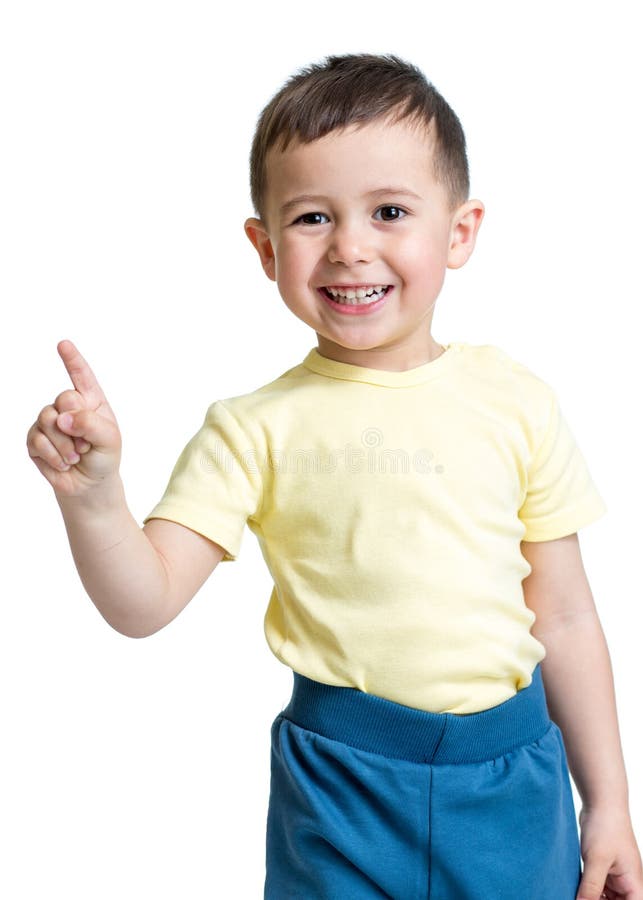 Scherzi il ragazzo che mostra il numero uno con la mano immagine stock Scherzi il ragazzo che mostra il numero uno con la mano immagine stock