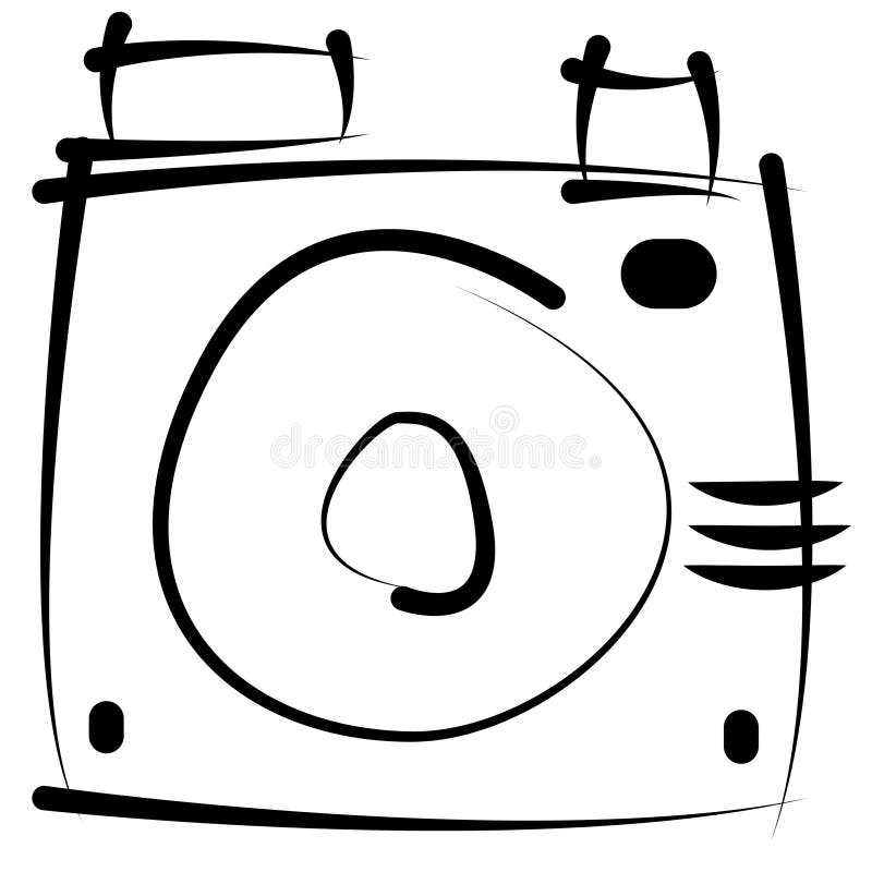 Schets van een retrocamera geïsoleerd op wit royalty-vrije illustratie