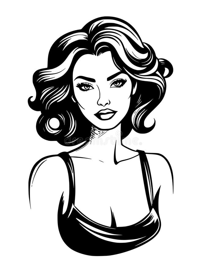 Schets van een mooie jonge vrouw vector illustratie