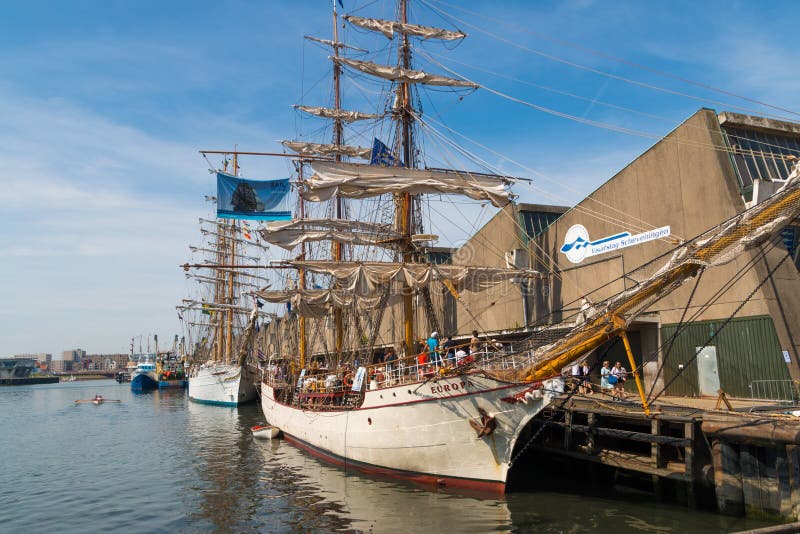 Scheveningen harbour with tall ship Europa during sail event of visit from tall ships