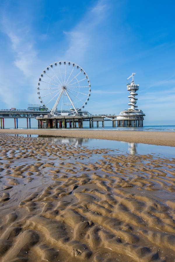 Scheveningen Pier Viewed from the Sandy Beach, the Hague, Netherlands Stock  Image - Image of bridge, skyline: 295353297