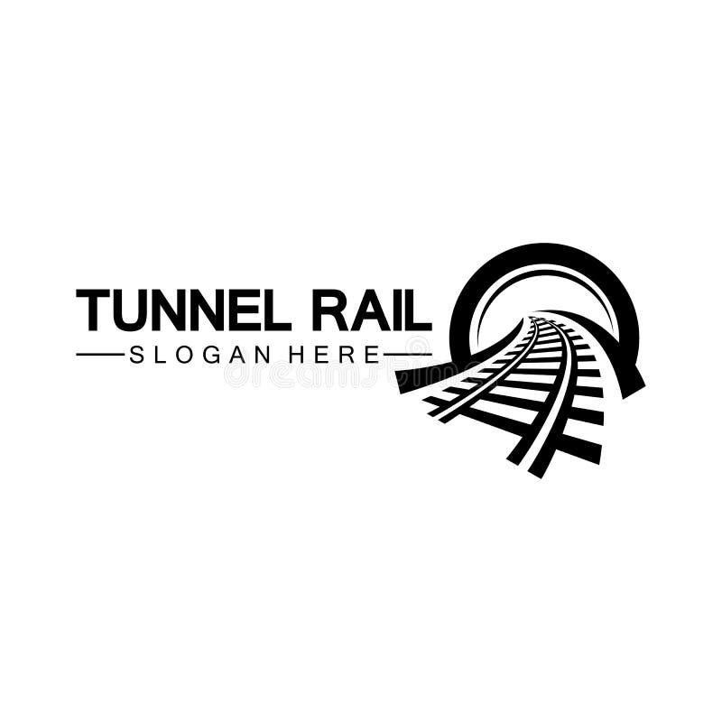 Schiene mit Tunnellogoikonenvektor-Entwurfsschablone
