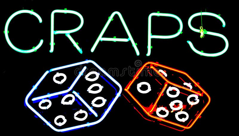 Schifezze e insegna al neon di gioco dei dadi fotografia stock libera da diritti Schifezze e insegna al neon di gioco dei dadi fotografia stock libera da diritti