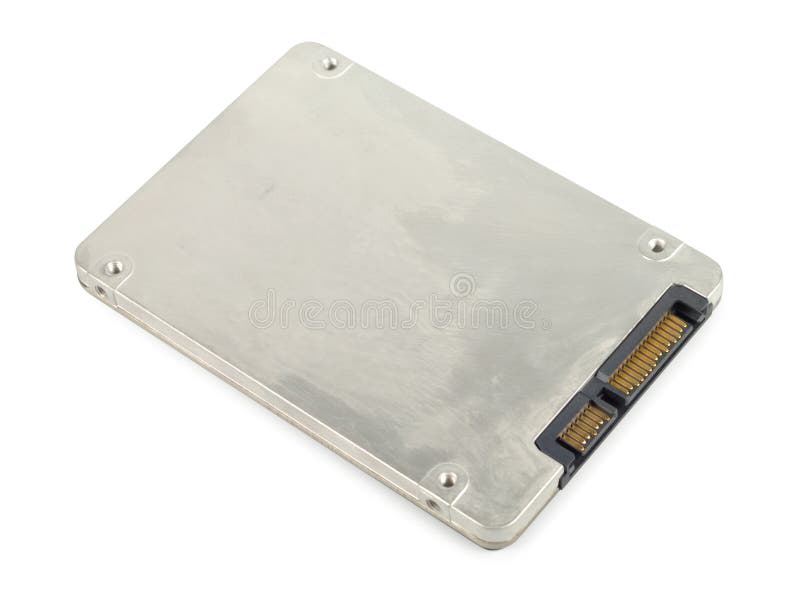 Metallic ssd disk drive isolated with clipping path over white. Metallic ssd disk drive isolated with clipping path over white