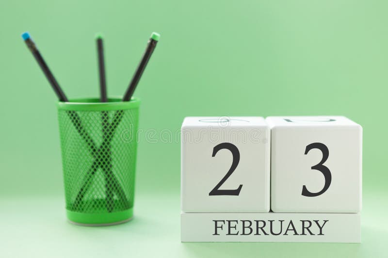 Schijfkalender van twee blokjes voor 23 februari