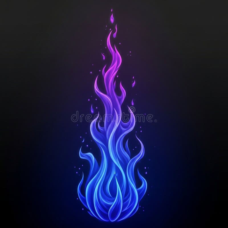 Schijn van een gestileerde vlam met een mengeling van blauw en stock illustratie