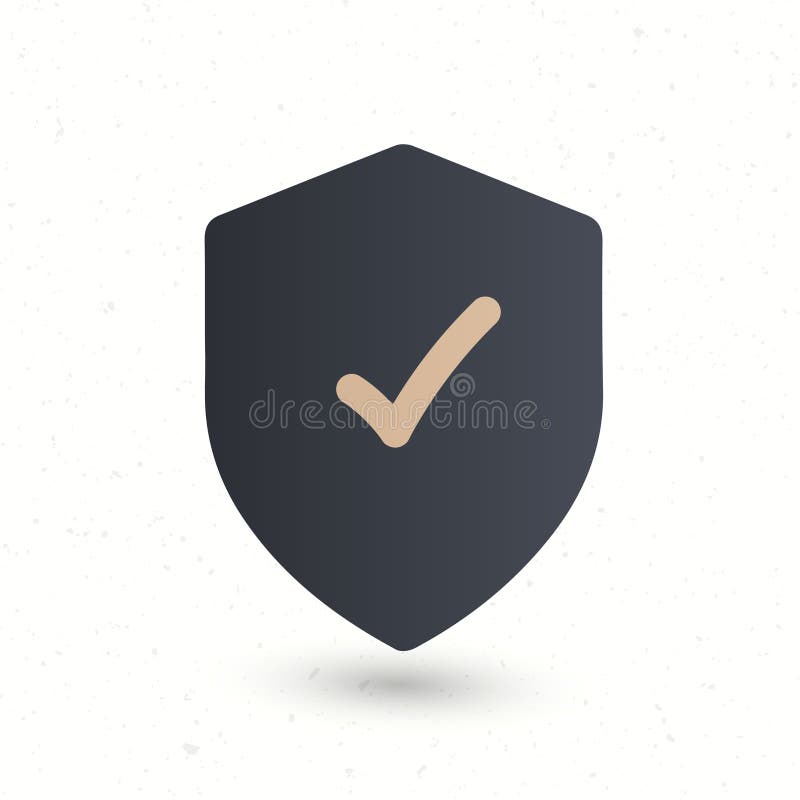 Shield with a checkmark in the middle. Privacy security Protection icon concept. Stock vector illustration isolated. Shield with a checkmark in the middle. Privacy security Protection icon concept. Stock vector illustration isolated