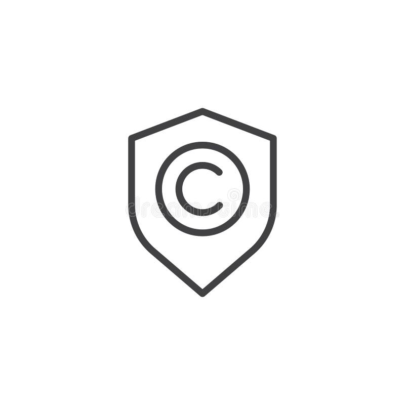 Schild mit Copyrightzeichenlinie Ikone lizenzfreie abbildung Schild mit Copyrightzeichenlinie Ikone lizenzfreie abbildung