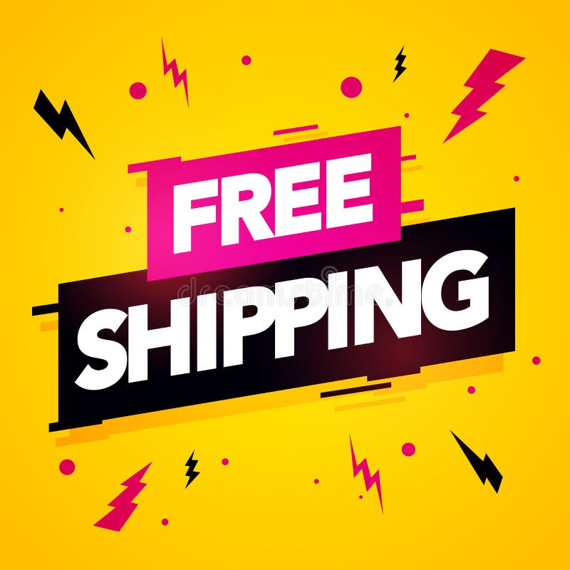 Vector illustration free shipping label. Modern dynamic sales banner. stock illustration