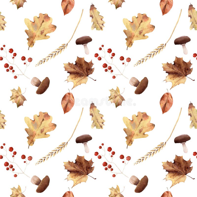 Schilderde de naadloze het patroonhand van de waterverfherfst bladeren thanksgiv royalty-vrije stock fotografie Schilderde de naadloze het patroonhand van de waterverfherfst bladeren thanksgiv royalty-vrije stock fotografie