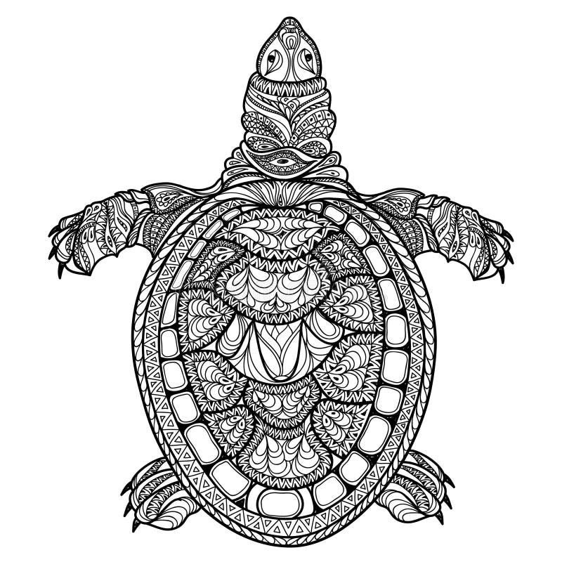Schildkröte getrennt Stammes- stilisierte Schildkröte Zentangle gekritzel lizenzfreie abbildung Schildkröte getrennt Stammes- stilisierte Schildkröte Zentangle gekritzel lizenzfreie abbildung