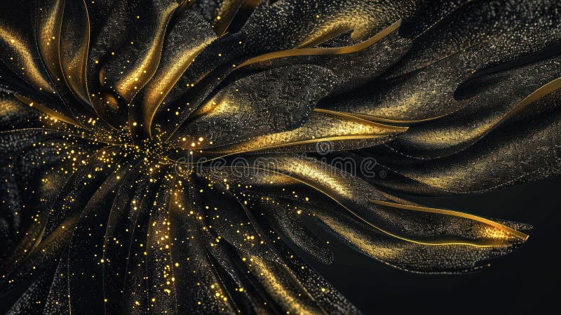 Schimmernde schwarz-goldene Glanzpartikel : festlicher luxuriöser Bannerhintergrund mit Urlaubsmagie und elegantem Abstract fl vektor abbildung