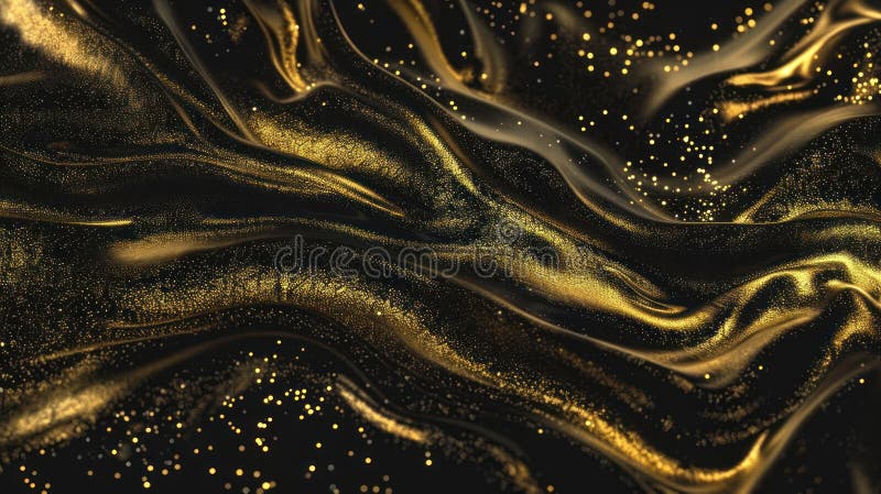 Schimmernde schwarz-goldene Glanzpartikel : festlicher luxuriöser Bannerhintergrund mit Urlaubsmagie und elegantem Abstract fl vektor abbildung