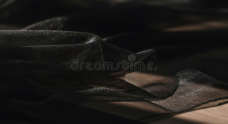 Schimmernde schwarze Stoffe wahrscheinlich tulle oder Chiffondrapes sanft erzeugen sanfte Wellen lizenzfreie abbildung