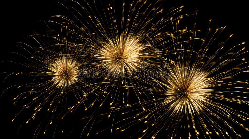 Schimmerndes Feuerwerk in Schwarz und Gold stock abbildung