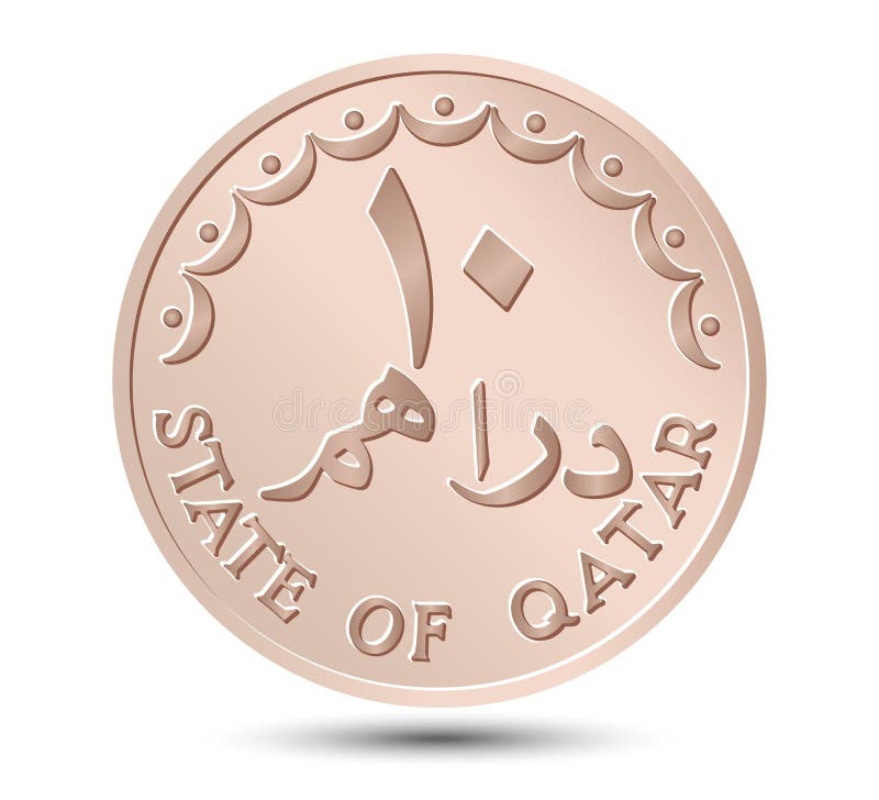 10 dirhams coin of Qatar. Coin side isolated on white background. Vector. 10 dirhams coin of Qatar. Coin side isolated on white background. Vector.