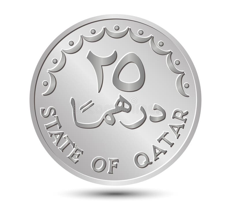 25 dirhams coin of Qatar. Coin side isolated on white background. Vector. 25 dirhams coin of Qatar. Coin side isolated on white background. Vector.