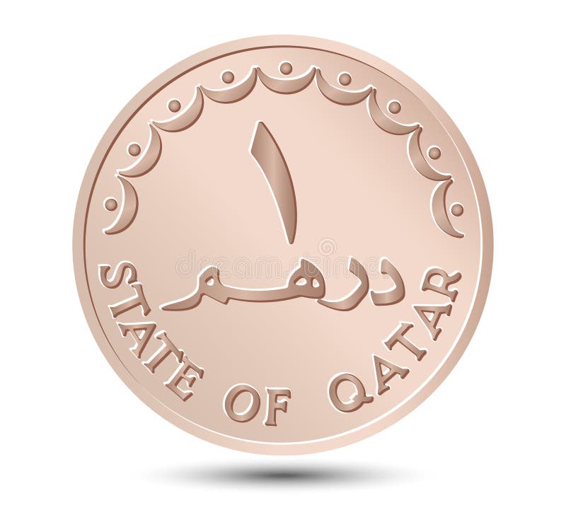 1 dirhams coin of Qatar. Coin side isolated on white background. Vector. 1 dirhams coin of Qatar. Coin side isolated on white background. Vector.