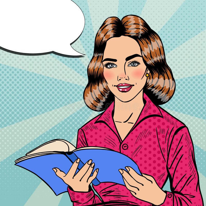 Schiocco abbastanza sorridente Art Young Woman Reading Book illustrazione di stock Schiocco abbastanza sorridente Art Young Woman Reading Book illustrazione di stock