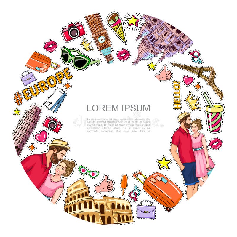 Schiocco Art Travel Patches Round Concept royalty illustrazione gratis Schiocco Art Travel Patches Round Concept royalty illustrazione gratis
