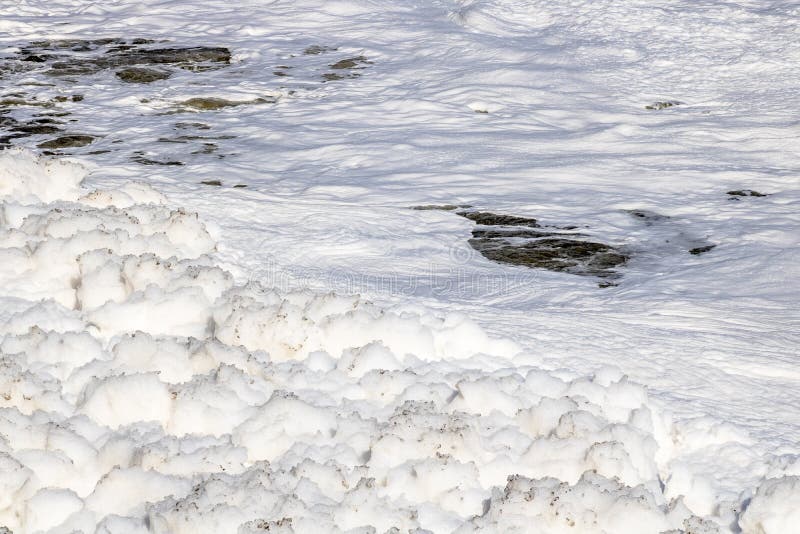 Schiuma Di Inquinamento Sul Fiume Di Tiete Fotografia Stock Immagine