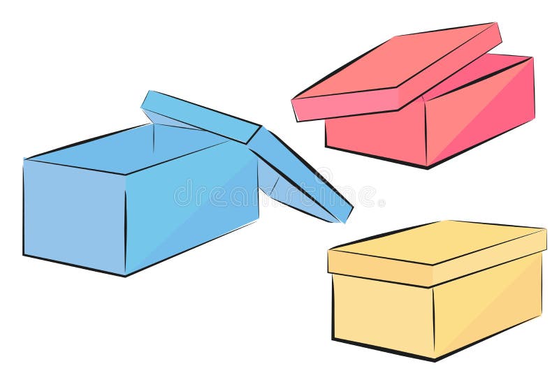 Schizzo del contenitore di scarpa blu, rosa e giallo di prospettiva royalty illustrazione gratis Schizzo del contenitore di scarpa blu, rosa e giallo di prospettiva royalty illustrazione gratis