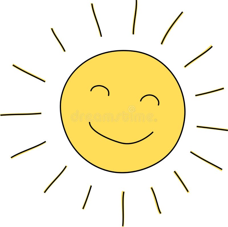 Schizzo dell'icona del sole di sorriso illustrazione vettoriale Schizzo dell'icona del sole di sorriso illustrazione vettoriale