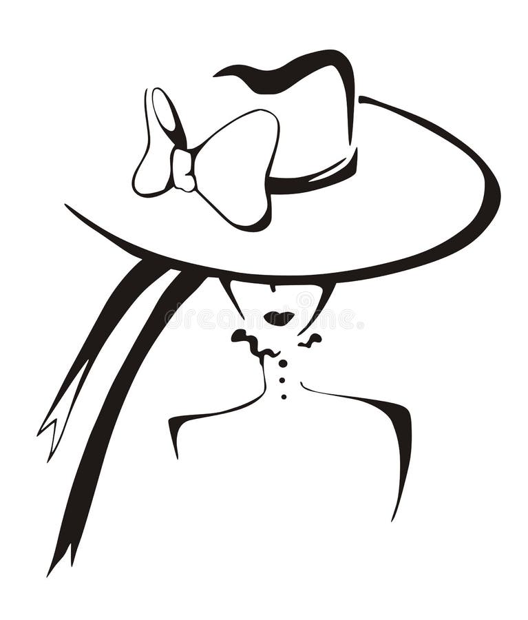 Schizzo della donna elegante in cappello illustrazione vettoriale Schizzo della donna elegante in cappello illustrazione vettoriale