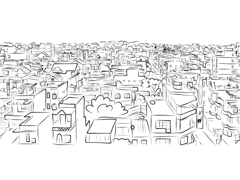 Schizzo di paesaggio urbano, modello senza cuciture per la vostra progettazione