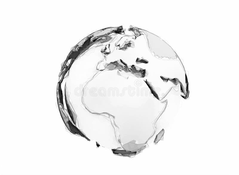 schizzo digitale della matita del globo del mondo 3d royalty illustrazione gratis schizzo digitale della matita del globo del mondo 3d royalty illustrazione gratis