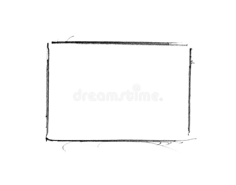 Schizzo dipinto a mano del telaio nero della matita su fondo bianco illustrazione di stock